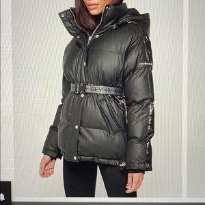 Matte & High Shine Belted Puffer Coat